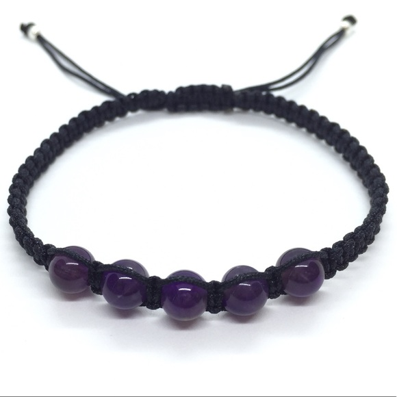 Amethyst Adjustable Shamballa Bracelet - Picture 4 of 4
